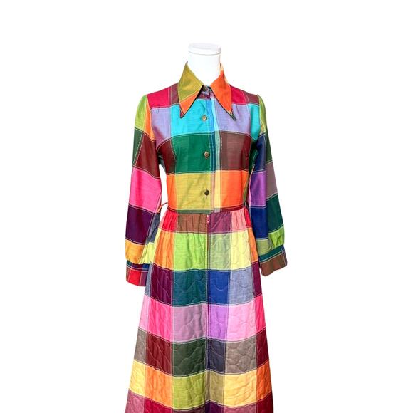 Nova Loungewear 1970s Vintage Dress Coat Quilted Skirt Size Fit S Long Sleeves - Picture 6 of 14